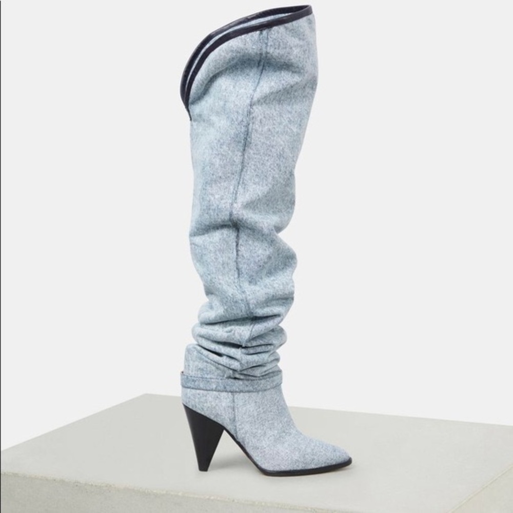 Isabel Marant BNIB Learon Denim Over-the-Knee Boots Size 37